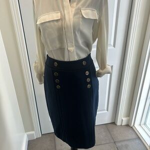 Banana Republic Dark Blue Buttoned Pencil Skirt